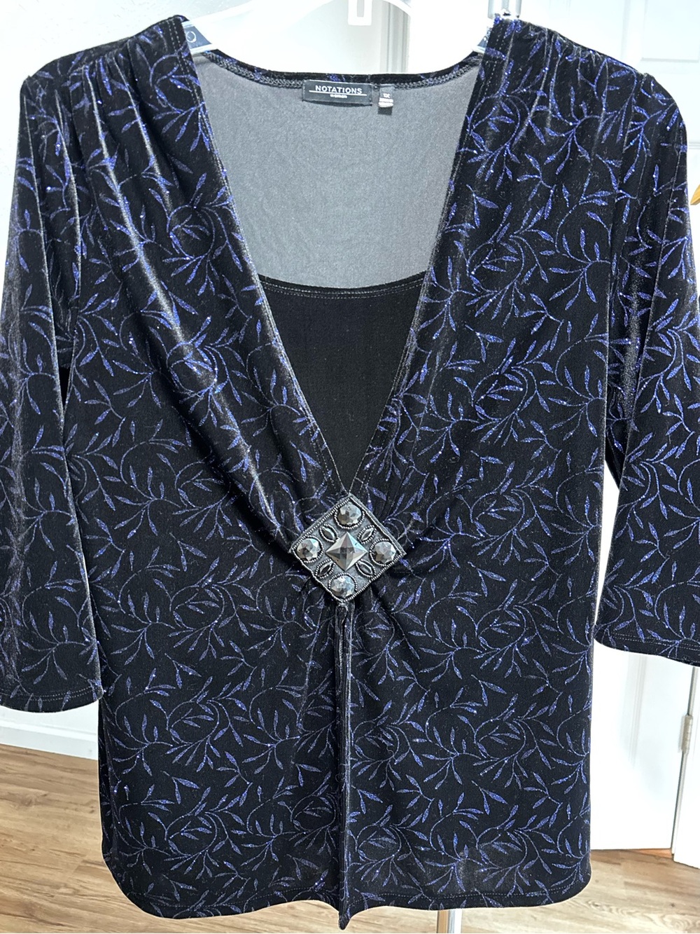 Velvet whimsigoth y2k with purple sparkle pattern top, Notations size 1X